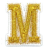 Alfabet Letter Strijk Embleem Patch Goud Wit