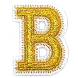 Alfabet Letter Strijk Embleem Patch Goud Wit