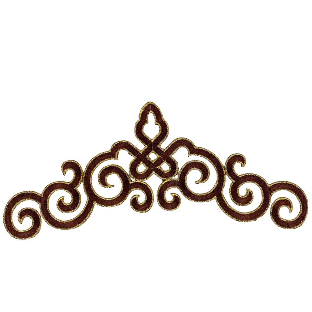 Cosplay Sequins Venetiaans Kant Strijk Applicatie Patch Bruin Goud