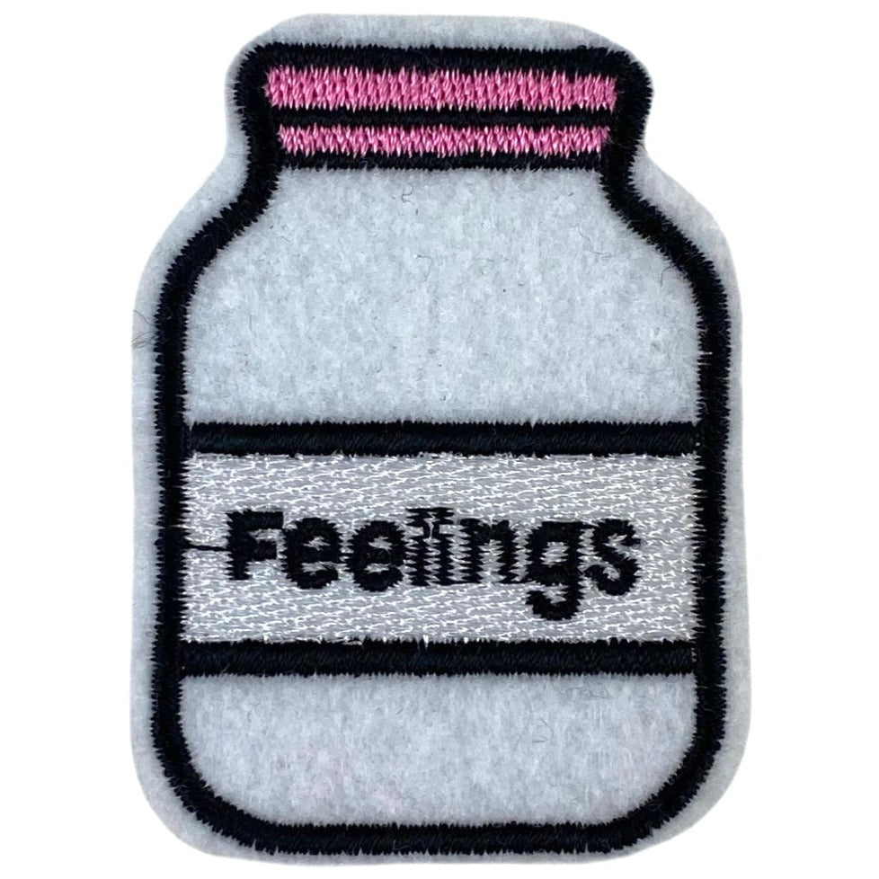 Medicijn Potje Feelings Tekst Strijk Embleem Patch