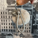 Sleutelhanger Pluche Pom Tas Hanger Grijs