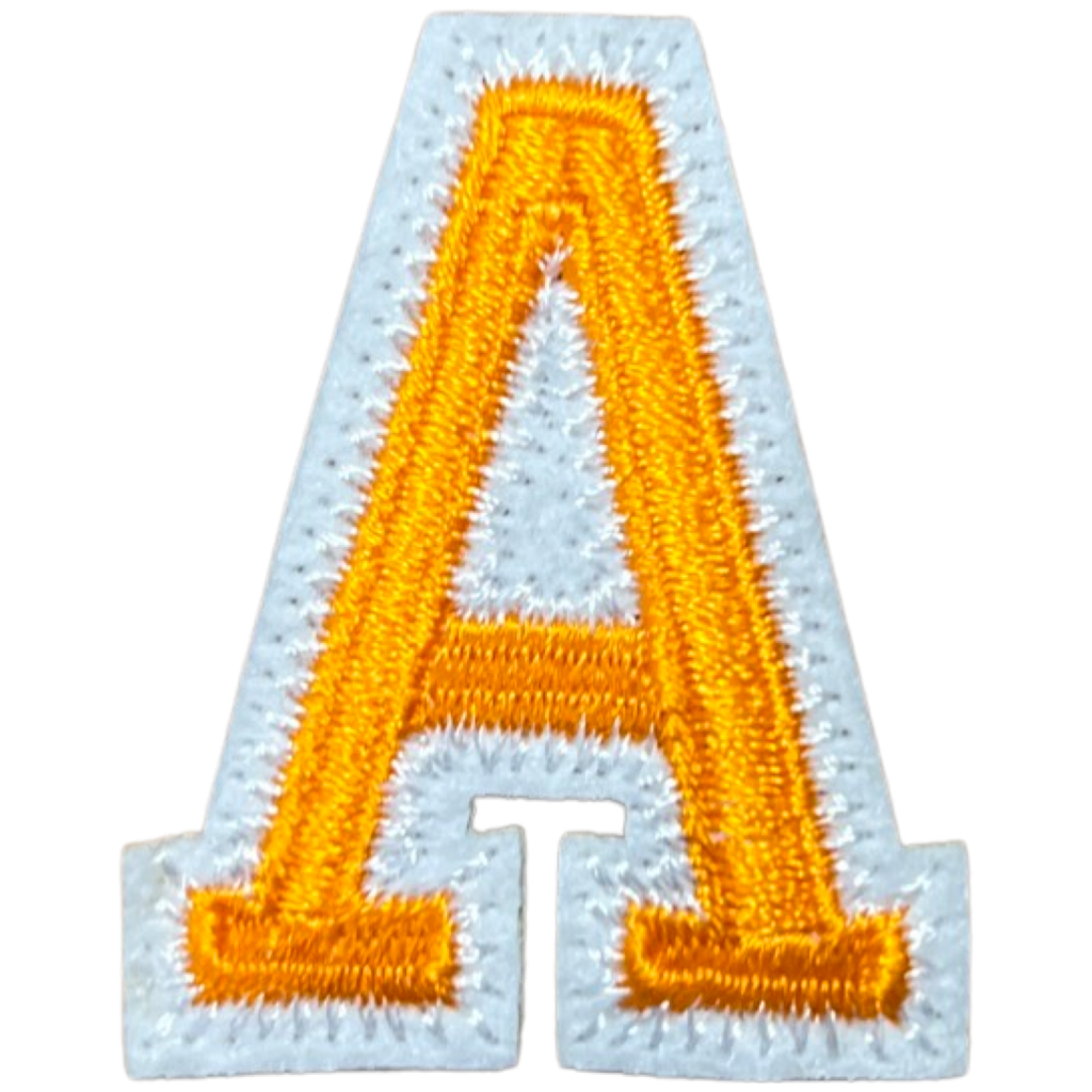 Alfabet Letter A Strijk Embleem Patch Oranje Wit