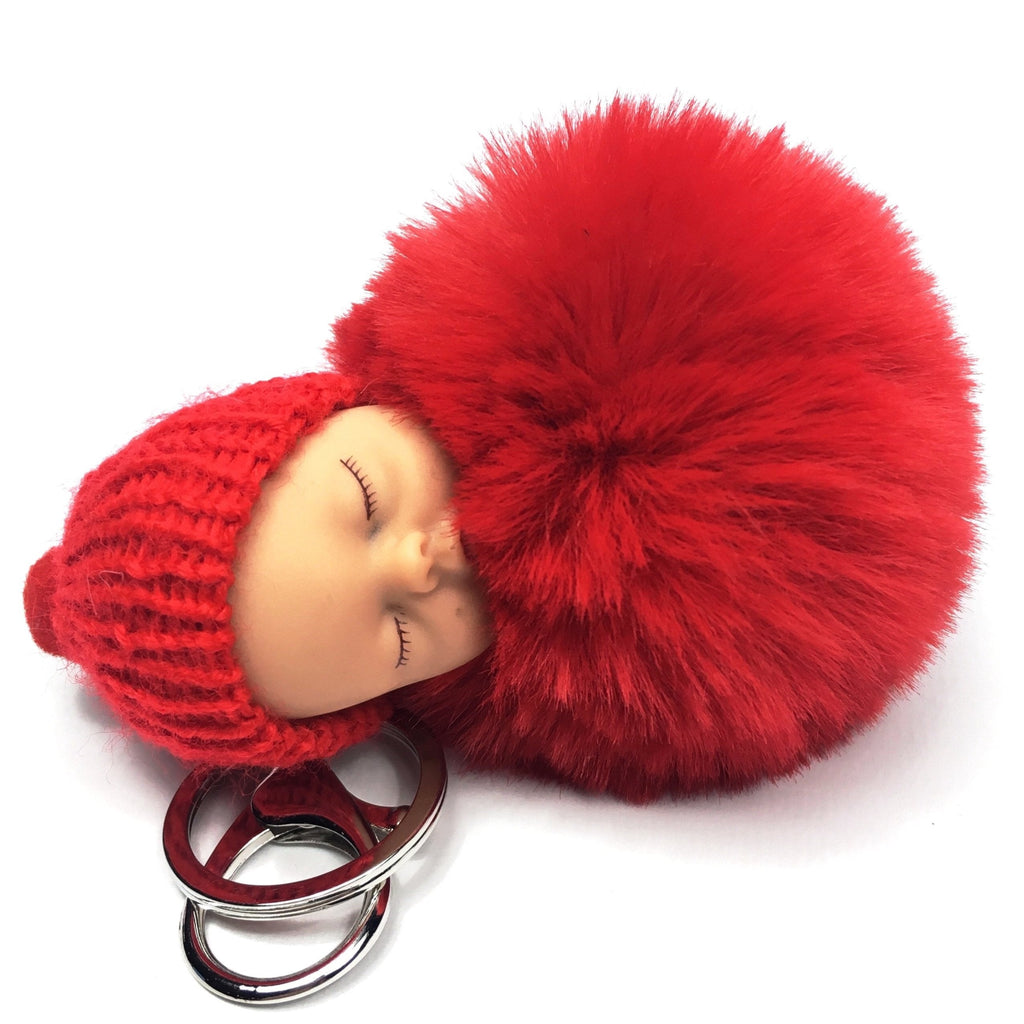 Baby Pompom Sleutelhanger Rood