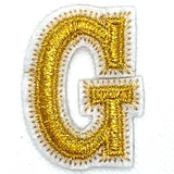 Alfabet Letter Strijk Embleem Patch Goud Wit