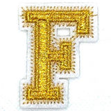 Alfabet Letter Strijk Embleem Patch Goud Wit