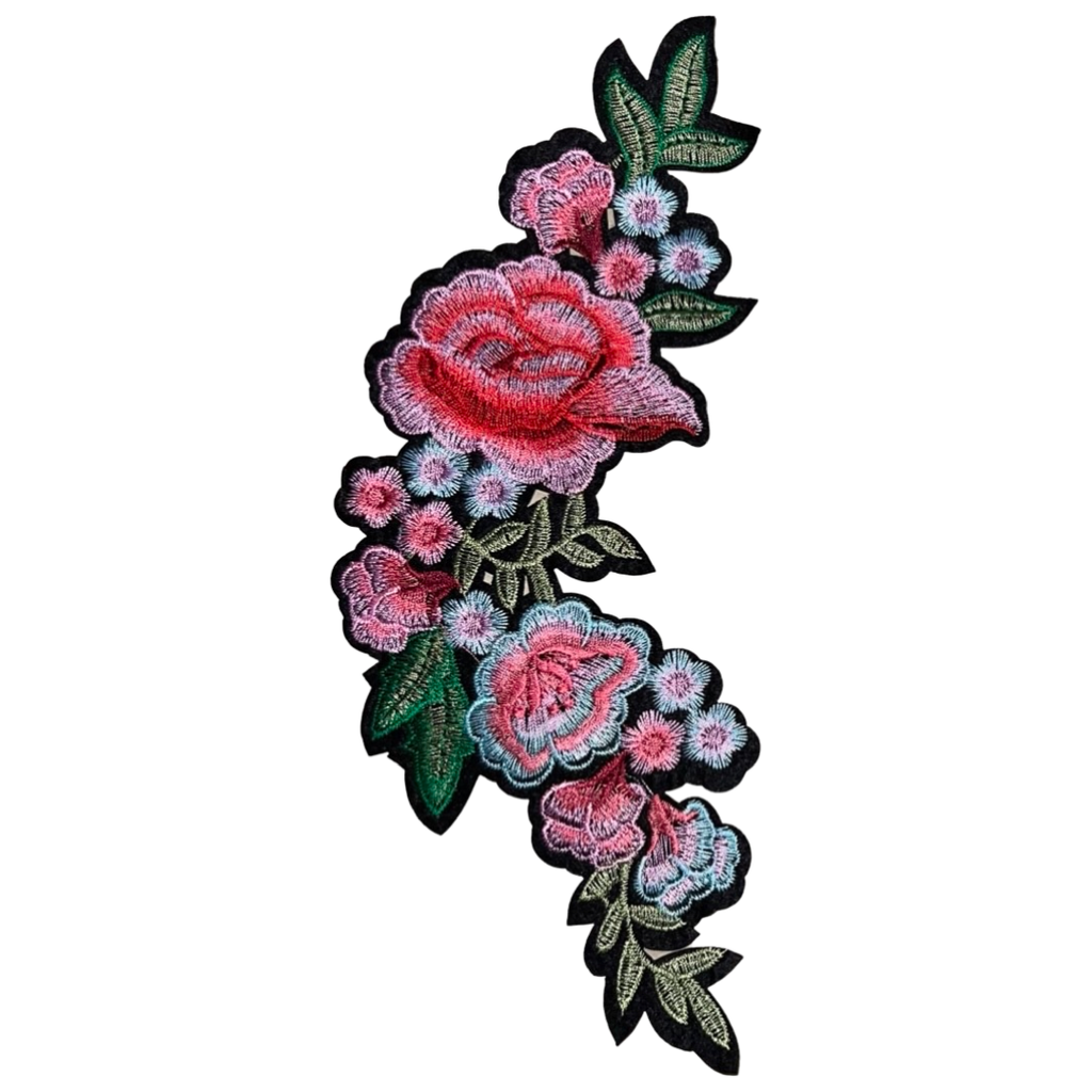 Rozen Bloemen Tak XXL Strijk Embleem Roze Links