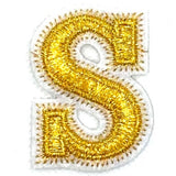 Alfabet Letter Strijk Embleem Patch Goud Wit