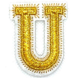 Alfabet Letter Strijk Embleem Patch Goud Wit