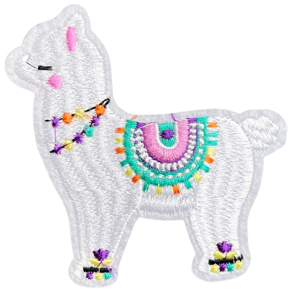 Alpaca Lama Strijk Embleem Patch Wit