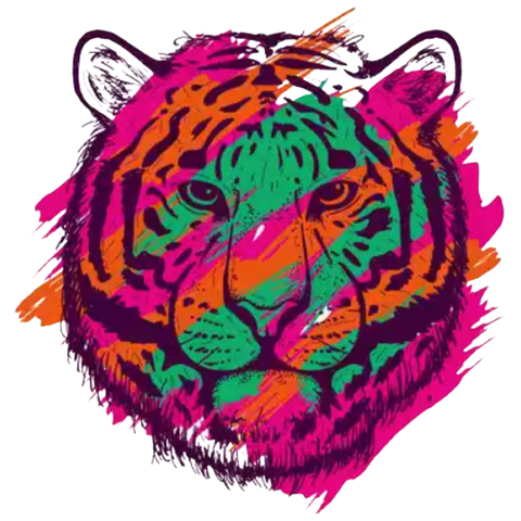 Tijger Art Graffiti Strijk Applicatie Roze Groen