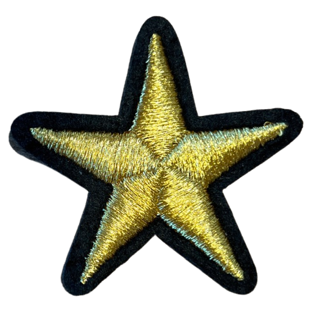 Ster Sterren Strijk Embleem Patch Zwart Goud
