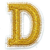 Alfabet Letter Strijk Embleem Patch Goud Wit