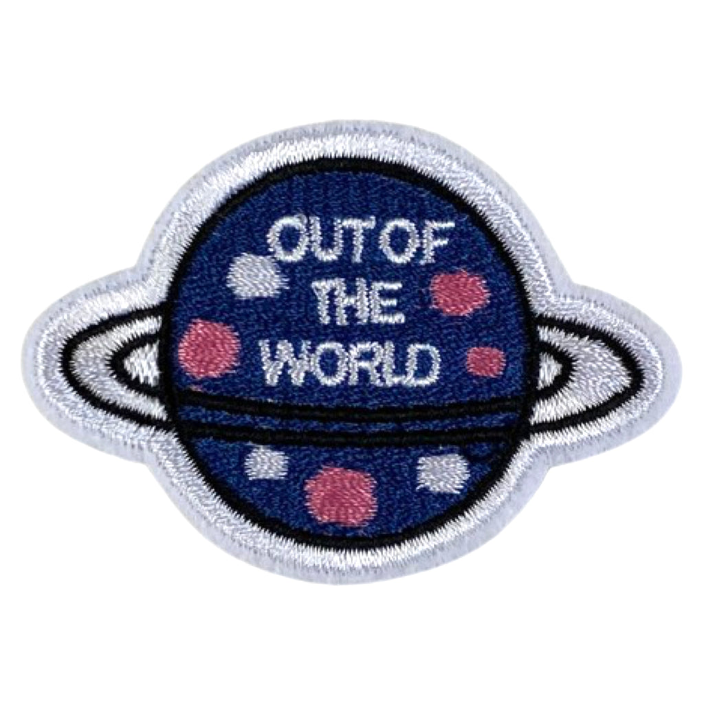 Planeet Out Of The World Tekst Strijk Embleem Patch Blauw