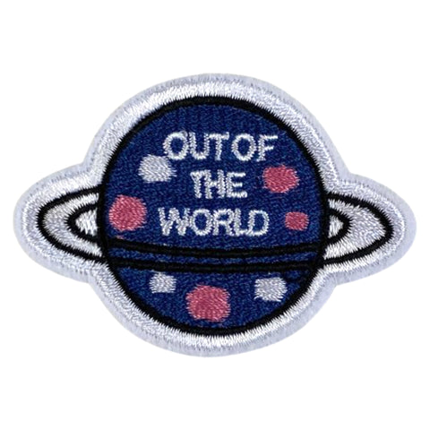 Planeet Out Of The World Tekst Strijk Embleem Patch Blauw