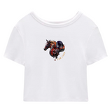 Paard Paarden Sport Pony Strijk Applicatie Small op een wit kort t-shirtje