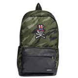 Skull Doodskop Hoofd USA Strijk Embleem Patch op een rugzak met camouflageprint