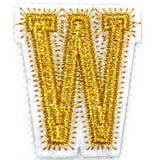 Alfabet Letter Strijk Embleem Patch Goud Wit