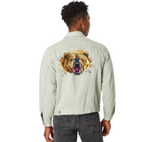 Beer Brul Beer Strijk Applicatie op de rugzijde van licht groen spijkerjack