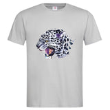 Sneeuwluipaard Sneeuwpanter XXL Strijk Full Color Applicatie op een grijs t-shirt
