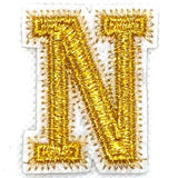 Alfabet Letter Strijk Embleem Patch Goud Wit