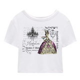 Vintage Lady 3 Strijk Applicatie op een kort wit t-shirt