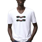 Draak Draken Chinees Dragon Strijk Embleem Patch Links samen met de rechter variant op een wit t-shirt