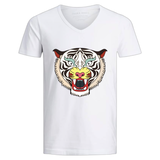 Tijger Witte Tijgers Chinees Nieuwjaar Strijk Applicatie op een wit t-shirt