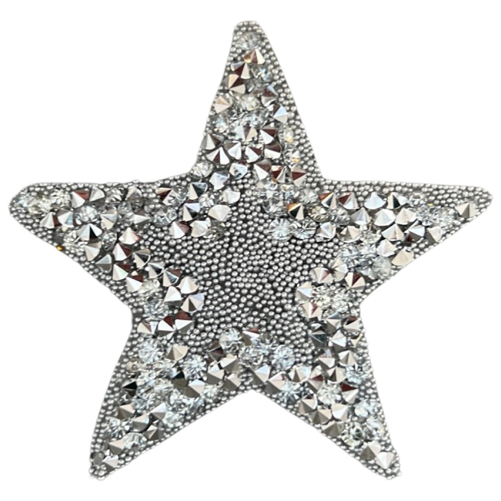 Ster Strass Strijk Embleem Patch Zilver