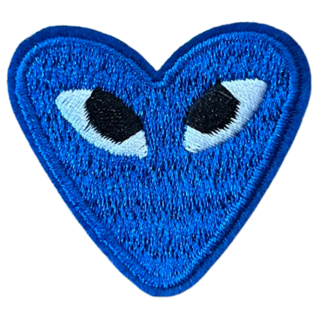 Hartje Met Oogjes Strijk Embleem Patch Donker Blauw