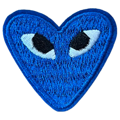 Hartje Met Oogjes Strijk Embleem Patch Donker Blauw