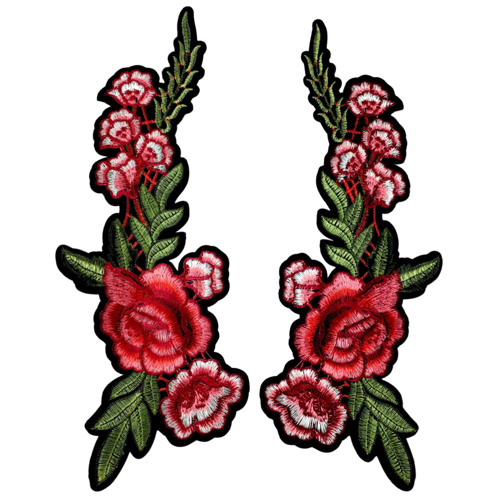 Bloem Rozen Tak Strijk Embleem Patch Set L+R