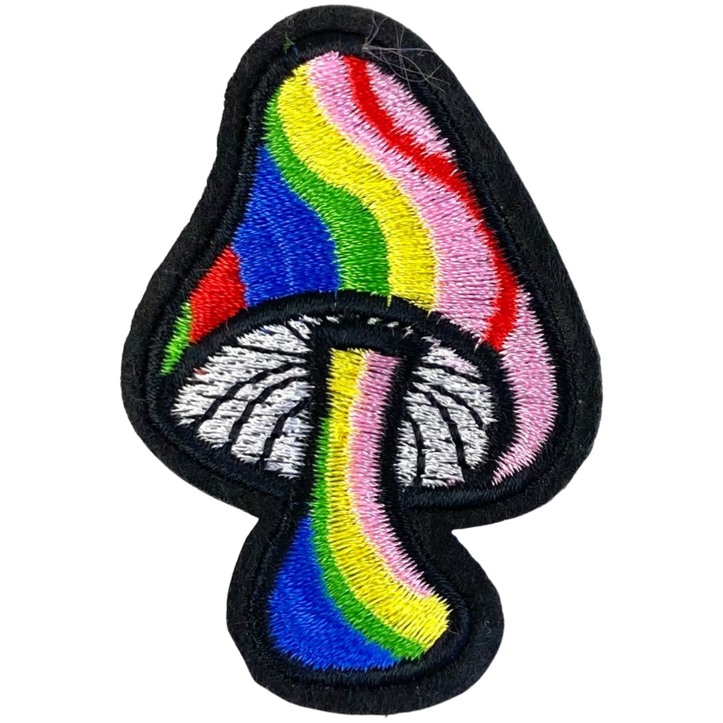 Paddenstoel Strijk Embleem Patch Regenboog
