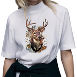 Hert Herten Strijk Applicatie op een wit t-shirt