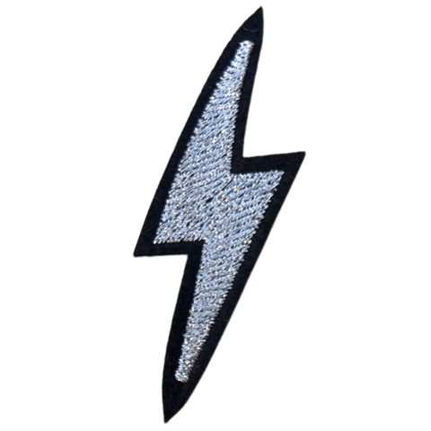 Bliksem Donker Schicht Strijk Embleem Patch Zilver