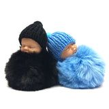 Baby Pompom Sleutelhanger Zwart