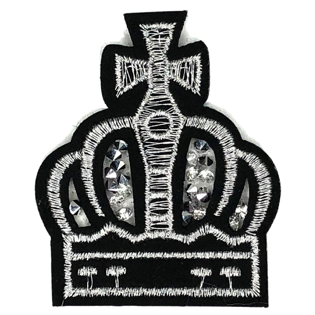 Kroon Strass Strijk Embleem Patch Zilver