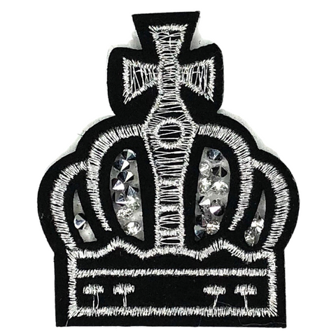Kroon Strass Strijk Embleem Patch Zilver