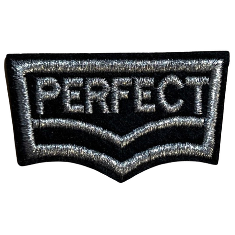 Perfect Tekst Strijk Embleem Patch Zwart Zilver