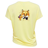 Vos Strijk Tekst Applicatie Strik Paars op een geel shirt