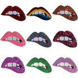 alle kleur varianten van de Mond Bijt Op Lip Pailletten Strijk Embleem Patch
