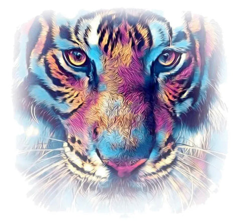 Tijger Kop Art Full Color Strijk Applicatie