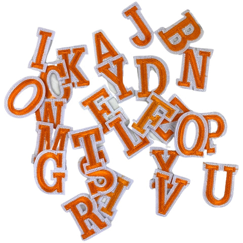 Alfabet Letter Strijk Embleem Patch Oranje Wit