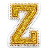 Alfabet Letter Strijk Embleem Patch Goud Wit
