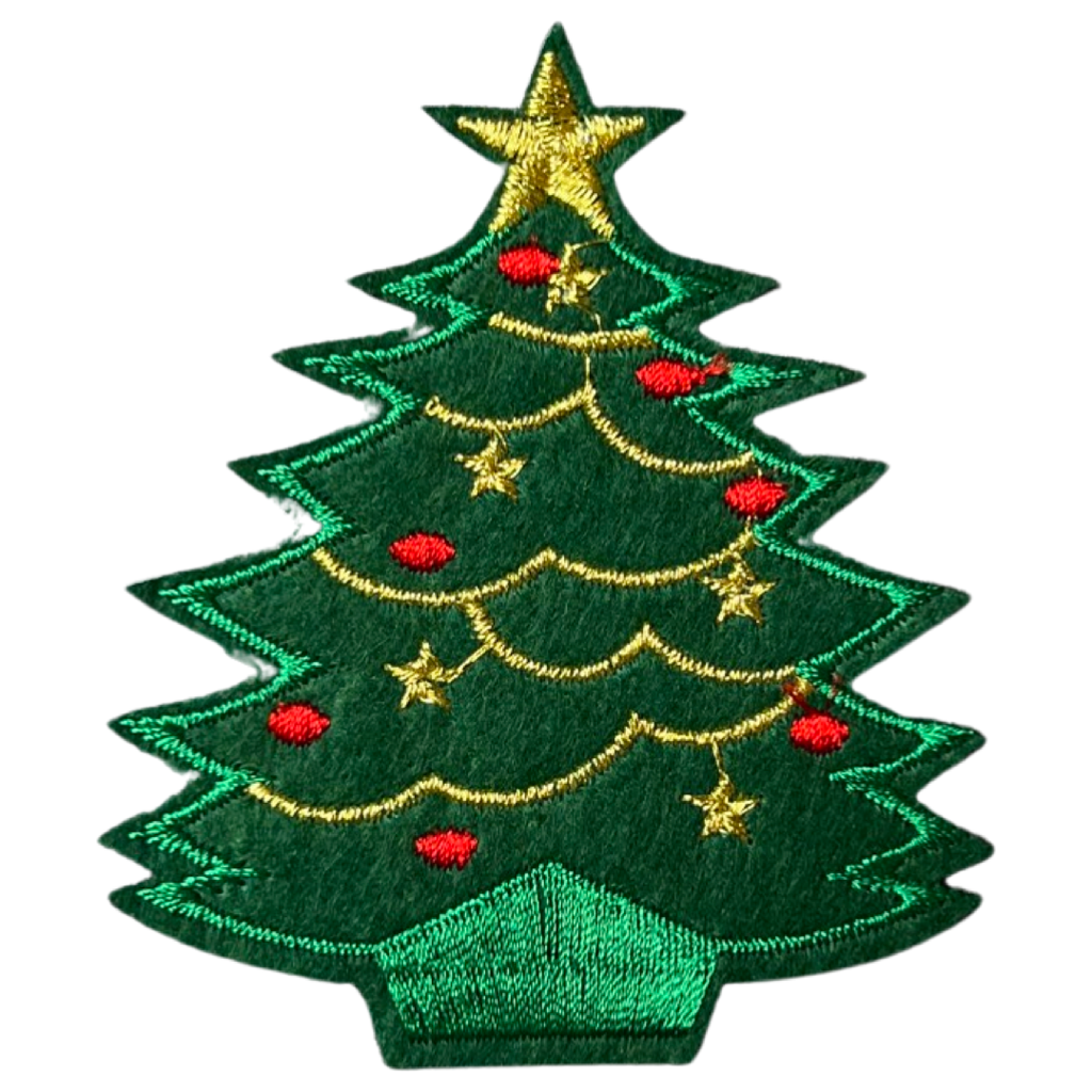 Kerstboom Strijk Embleem Patch goud