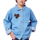 Paard Paarden Sport Pony Strijk Applicatie Small op een spijkerblouse voor kinderen