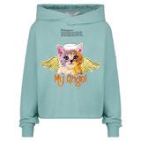Poes Poezen Kitten Strijk Applicatie My Angel op een groene sweater