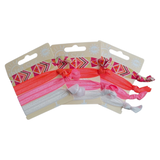 Drie kaartjes Ibiza Style Haar Elastiek Azteken Print Roze Oranje Wit