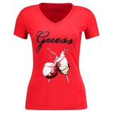 Wijn Glas Wijnglas Wijnen Full Color Strijk Applicatie Large op een rood shirtje