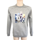 New York 1976 USA Strijk Applicatie op een grijze sweater