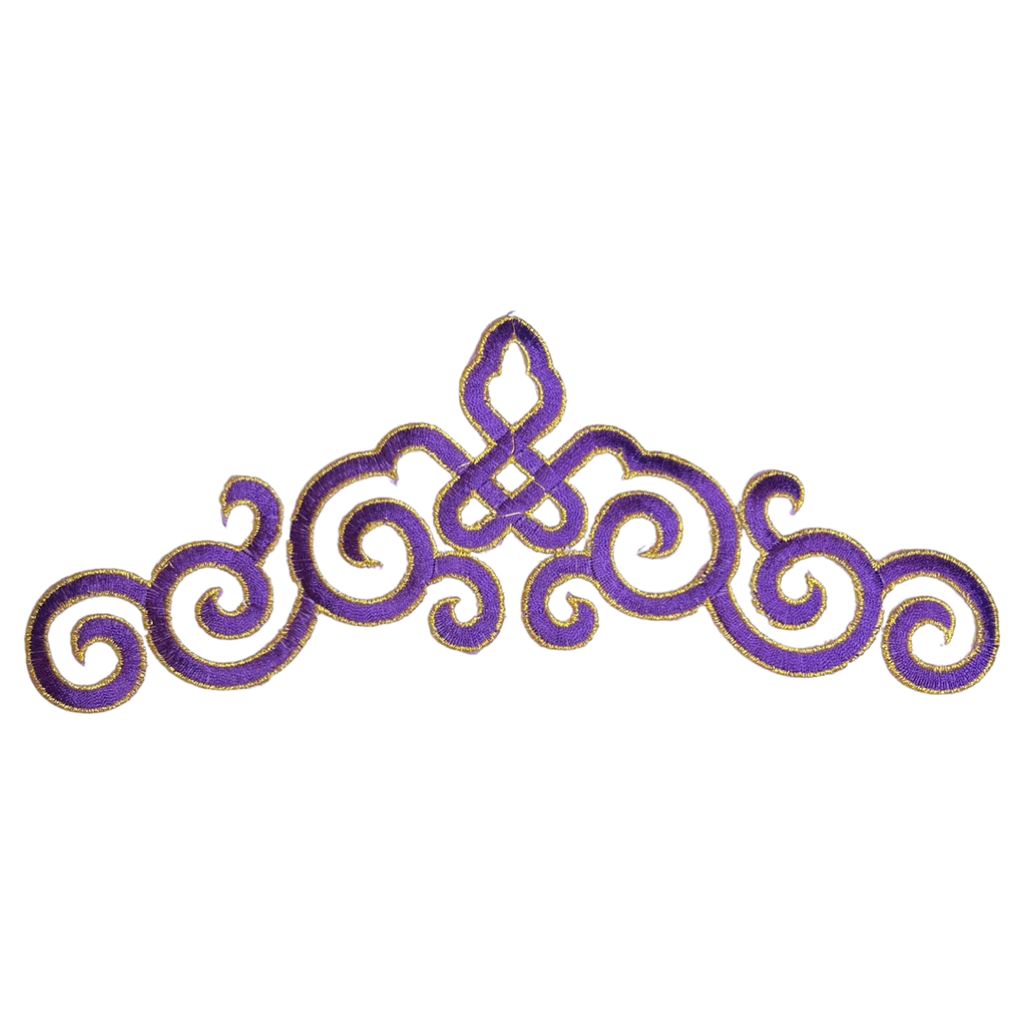 Cosplay Sequins Venetiaans Kant Strijk Applicatie Patch Paars Goud